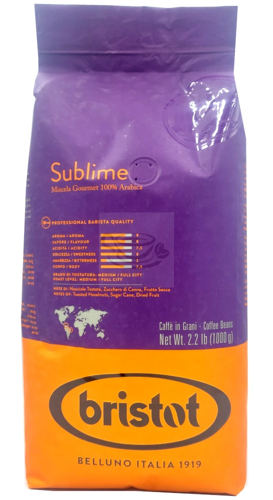 Bristot Sublime 100% Arabica 1kg Coffee Beans 1 Bristot Sublime 100% Arabica 1kg Coffee Beans